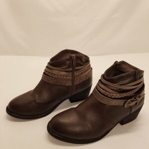 Jelly Pop Serena Womans Size 7.5 Faux Leather Brown Slouch Ankle Boots Slouch